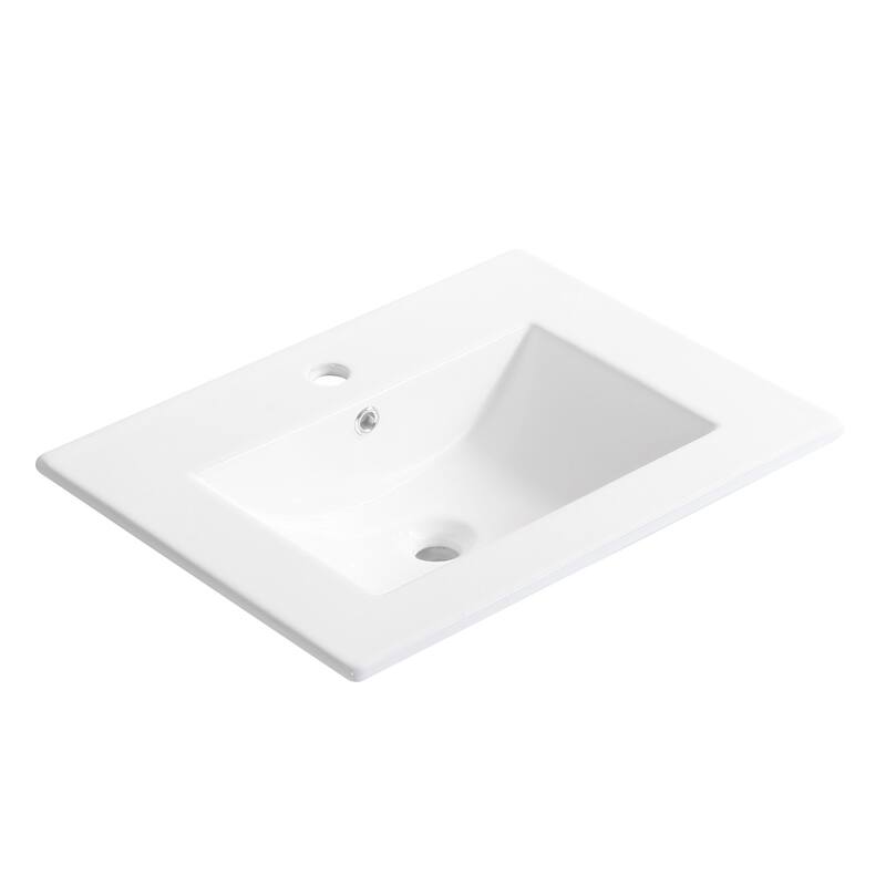 24 in. W x 19 in. D x 16 in. H Wall Mounted Bathroom Vanity with White Ceramic Sink,Two Metal Soft Close Cabinet Doors