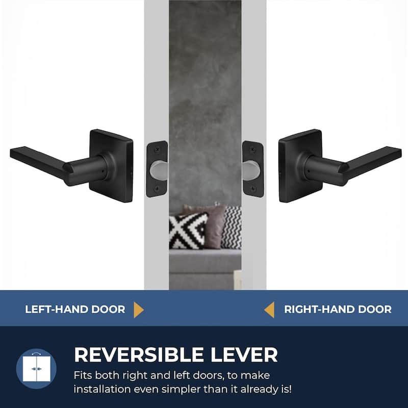 Stylware Maven Square Door Handles Lever | Reversible Handing for Standard Door Sizes | Interior Privacy, Passage & Dummy Use