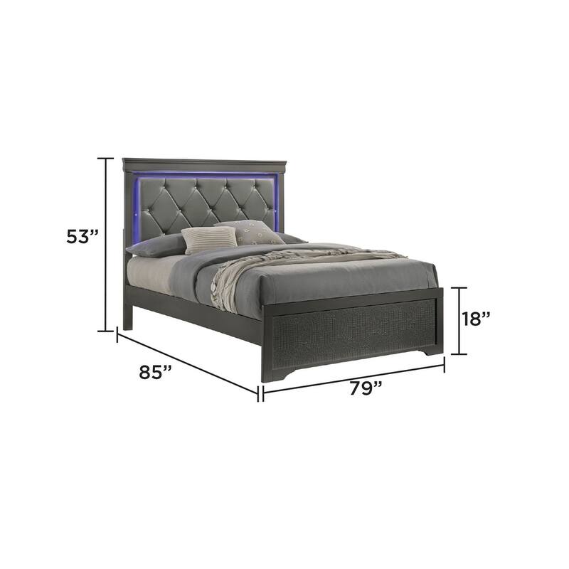 Blaze 4PC/5PC Bedroom Set - Modern Elegance with Tufted LED Bed, Velvet-Lined Drawers, and Textured Detailing
