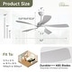 preview thumbnail 38 of 67, 52" Noiseless Ceiling Fan with Integrated LED Light Blades Reversible and Remote Control, Smart Optional