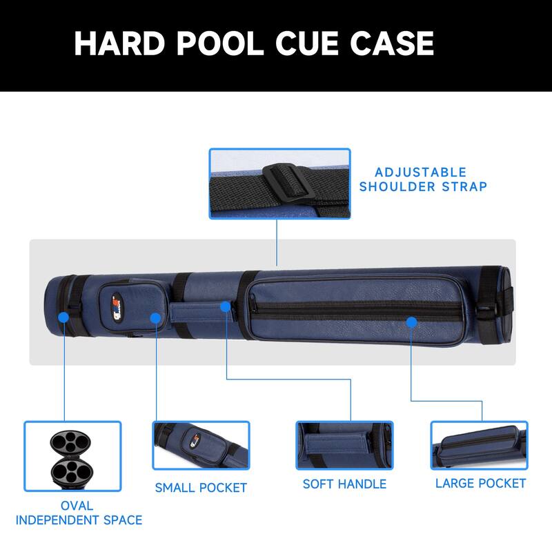 GSE™ 2x2 Oval Hard Billiard Pool Cue Stick Carrying Case, Billiard Cue Case Holds 2 Butts/2 Shafts (5 Colors)