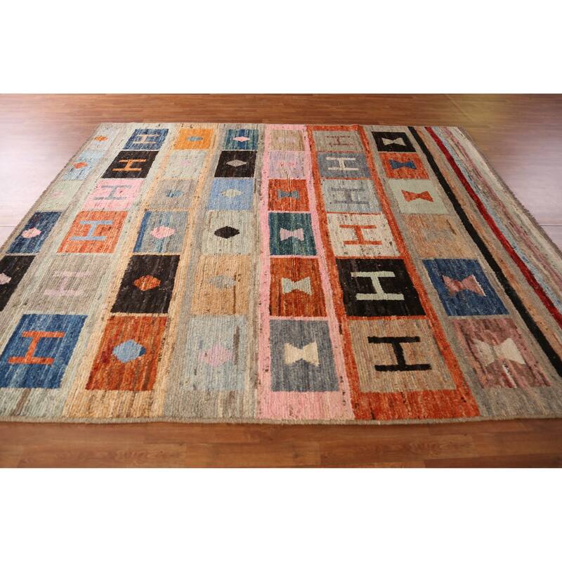 All-Over Geometric Moroccan Oriental Area Rug Hand-Knotted Wool Carpet - 8'5" x 9'11"