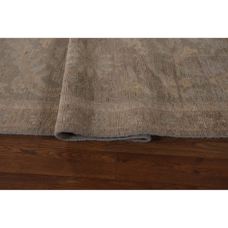 Brown Oushak Turkish Large Area Rug Handmade Vegetable Dye Wool Carpet - 12'2"x 14'3"
