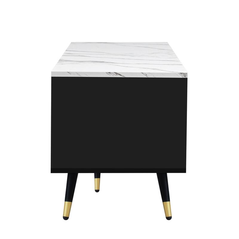 71" Modern TV Stand with 2 Cabinets and Open Compartments
