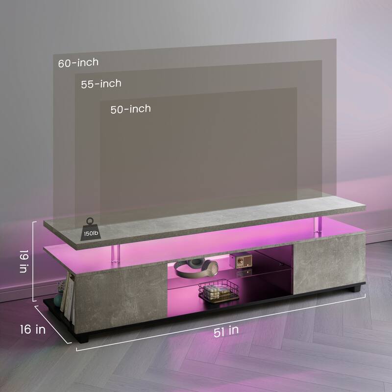 TV Stand for 55 Inch TV - Gaming Entertainment Media Console with Large Side Cabinet, Storage Center for Living Room