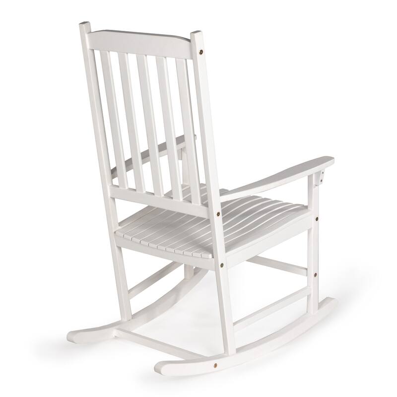 Parker Farmhouse Classic Slat-Back 350-LBS Support Acacia Wood Outdoor Rocking Chair, by JONATHAN Y