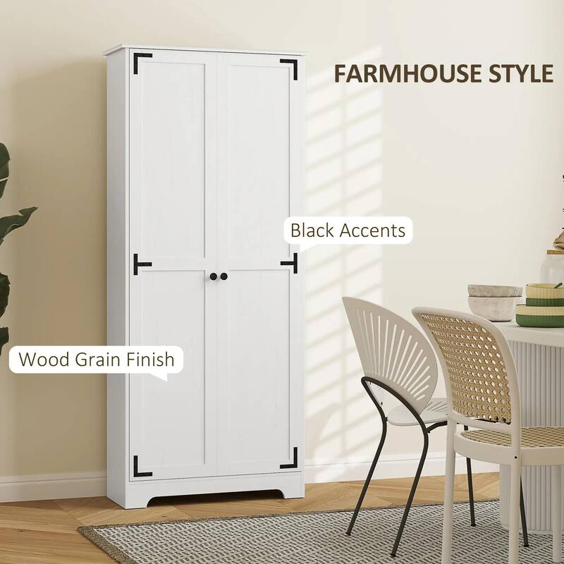 72" Farmhouse Pantry Cabinet, Freestanding Food Pantry Cabinet