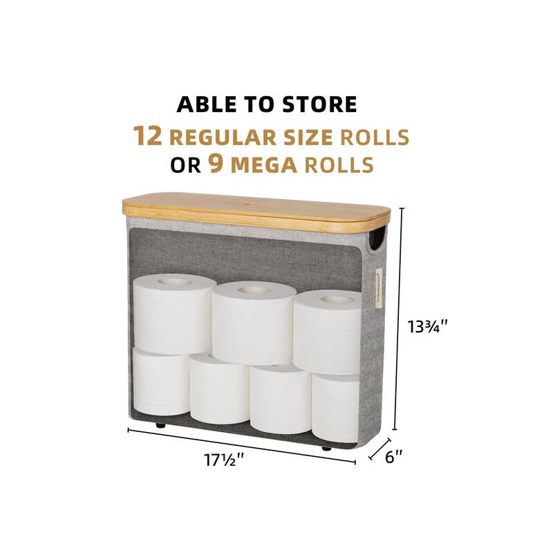 Freestanding Toilet Paper Holder for 9 Mega Rolls, Bathroom Storage Basket With Side Window - 17.5"L x 6"W x 13.75"H