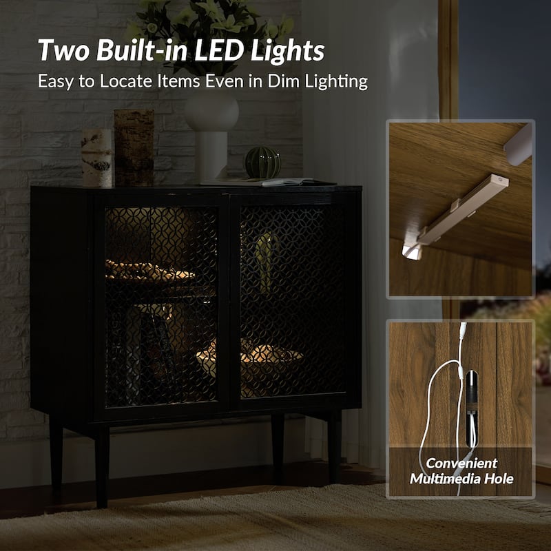 Modern Dominik 32"Tall 2-Door Accent Cabinet with Light set of 2 by HULALA HOME