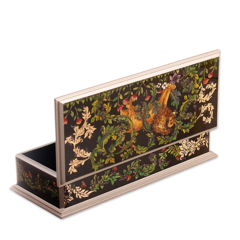 Novica Handmade Courageous King Reverse-Painted Glass Decorative Box