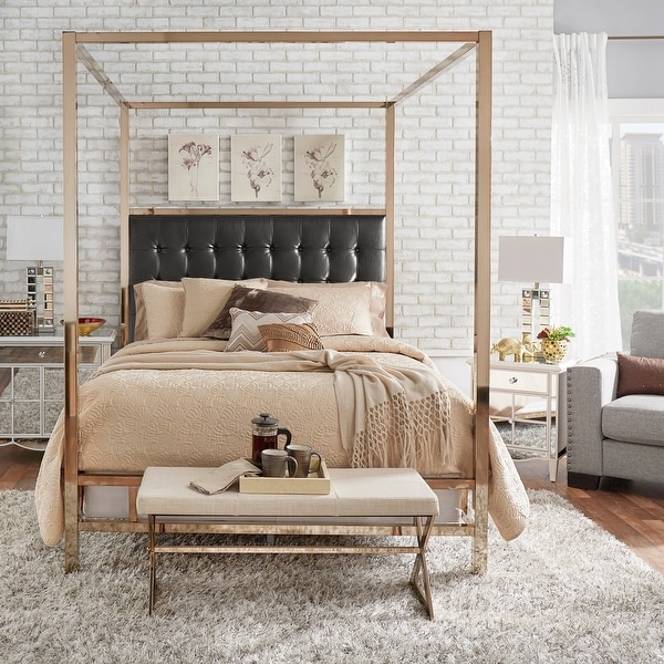 Champagne gold canopy bed deals