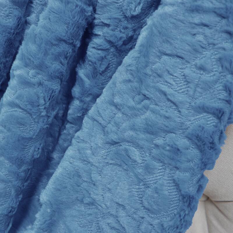 Embroidery Batik FauxFur Sherpa Throw Blanket