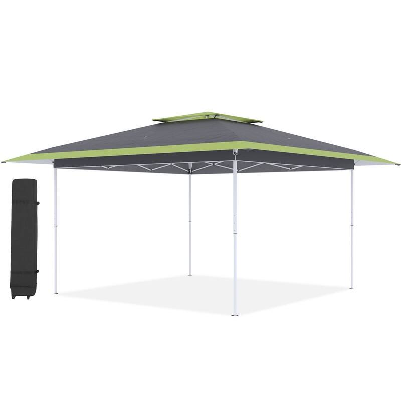 13x13 FT Pop Up Canopy Tent with Netting, UPF 50+ Outdoor Canopy with Automatic Eaves & One-Push Lock, for Patio & Parties