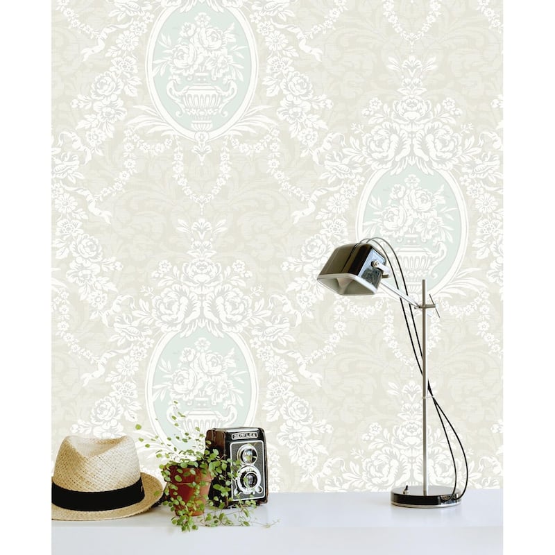 Seabrook Designs Brynn Blooming Cameo Unpasted Wallpaper