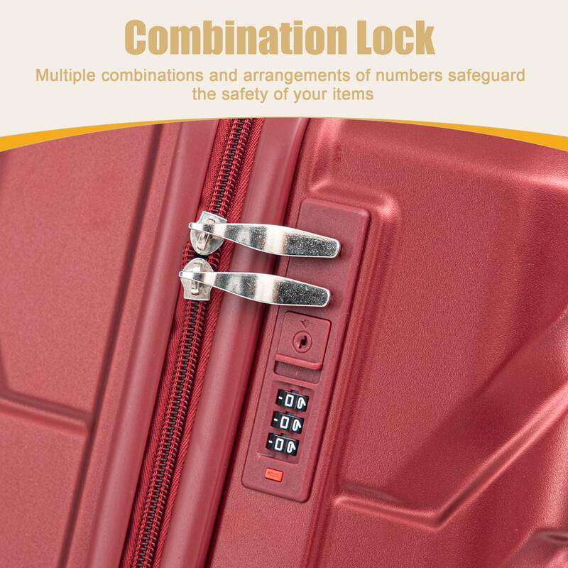 28 Inch Large Checked Luggage, Scratch Resistant Surface Four Multi-Directional Wheels, With Combination Lock and Side Hooks