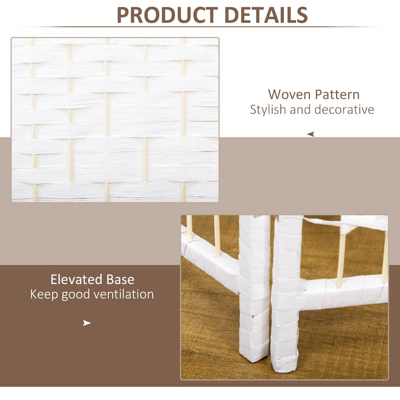 Poplar Wood Wicker Room Divider with Foldable Panels