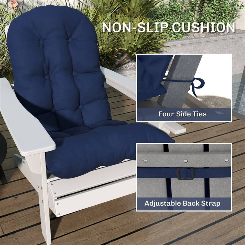 Adirondack Chair Cushion Set with Thick Padding UV Resistant Polyester Outdoor Seat and Back Cushions