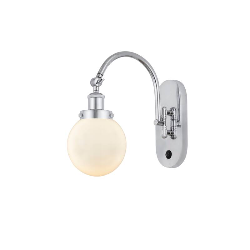 Innovations Lighting 918-1W-13-6 Beacon Sconce Beacon 13" Tall Wall - Polished Chrome / Matte White