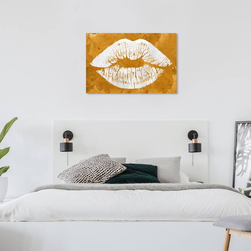 Wynwood Studio Fashion and Glam Solid Kiss Ochre Gold and Glam Wall Art Canvas Print - 24 x 36