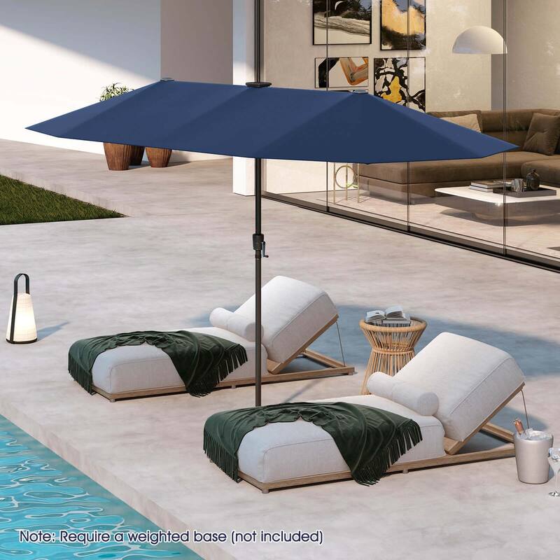 Costway 13 FT Large Patio Umbrella with LED Solar Lights Crank Handle