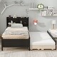 preview thumbnail 4 of 6, Twin Size Wooden Bed with Twin Trundle,Drawers, Bookcase and Headboard