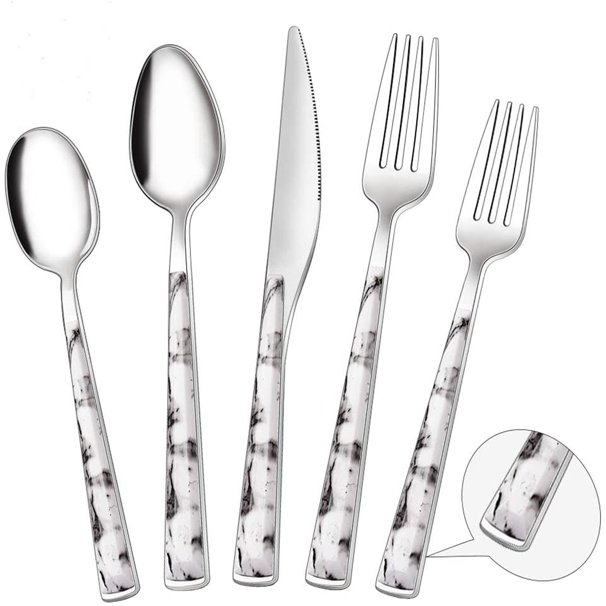 20 Piece Black Stainless Steel Silverware Flatware Set Cutlery Service for 4 