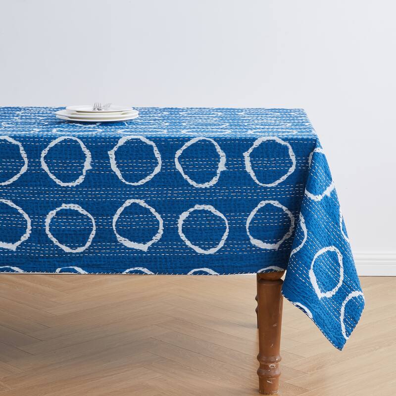 Melange Hand Stitched Kantha Block Print Circle Coverlets and Shams