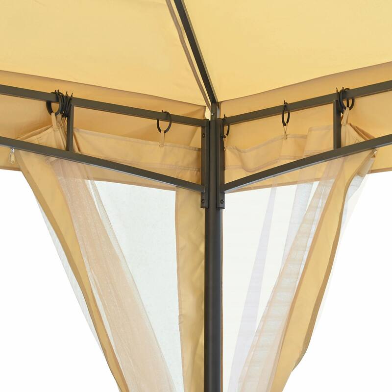 Outdoor Gazebo Tent with Double Roof, Mosquito Netting & Patio Canopy