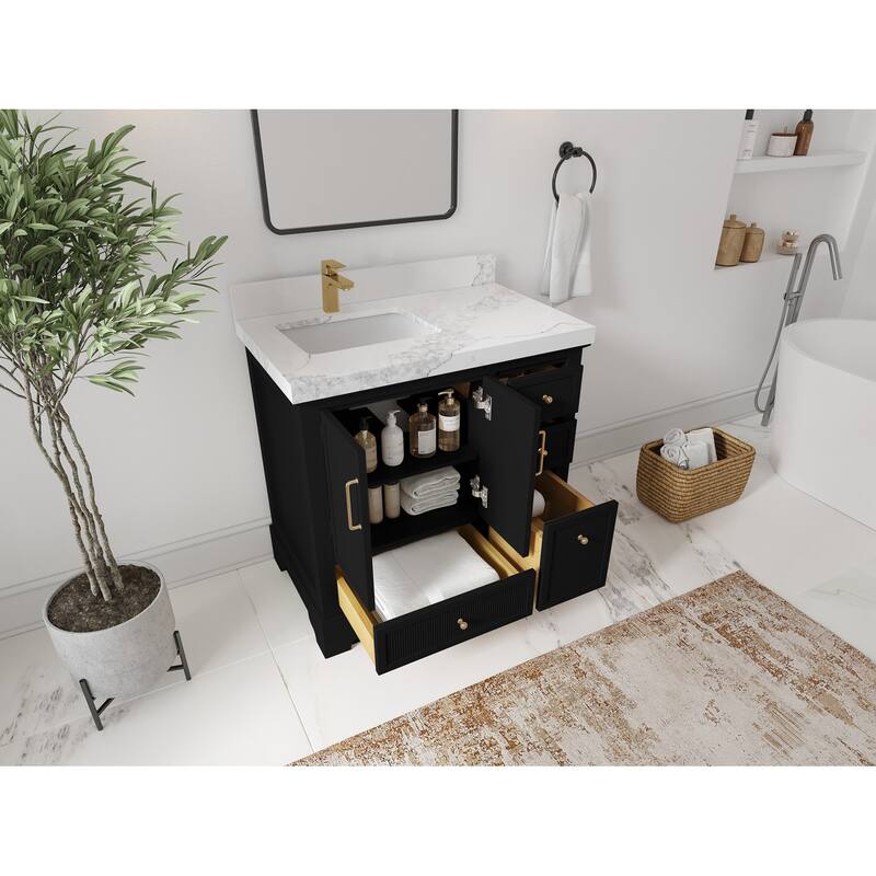 Willow Collections 36 in. W x 22 in. D Alys Left Offset Sink Bathroom Vanity with Countertop