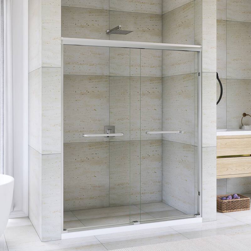 Double Sliding Framed Shower Door in Matte Black Finish