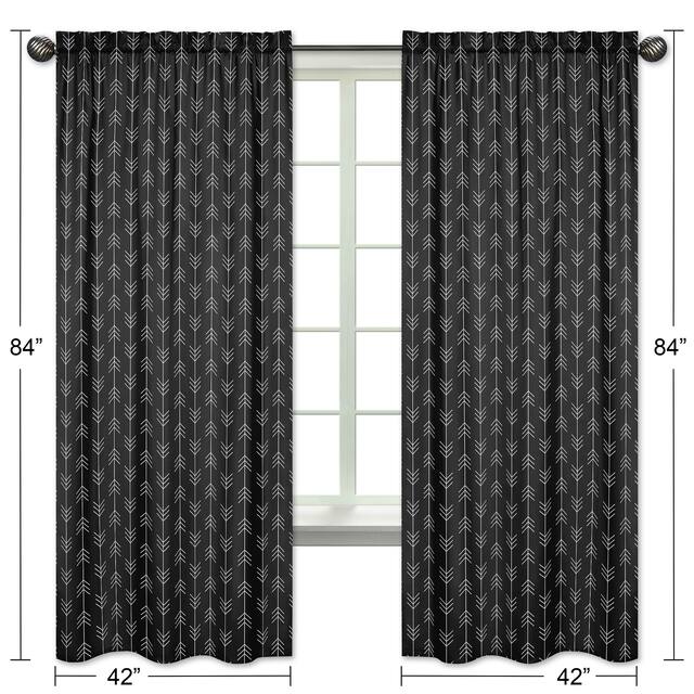 Sweet Jojo Designs Black and White Woodland Arrow Rustic Patch Collection 84-inch Window Treatment Curtain Panel Pair