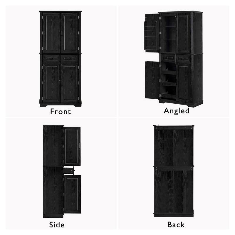 71" Tall Kitchen Pantry Cabinet with 3 Pull-Out Organizers, Freestanding Cupboard With Adjustable Shelves, Versatile Storage