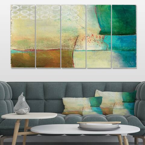 Designart "Abstract Impression of Watercolour Blue and Yellow" Traditional Canvas Artwork Print