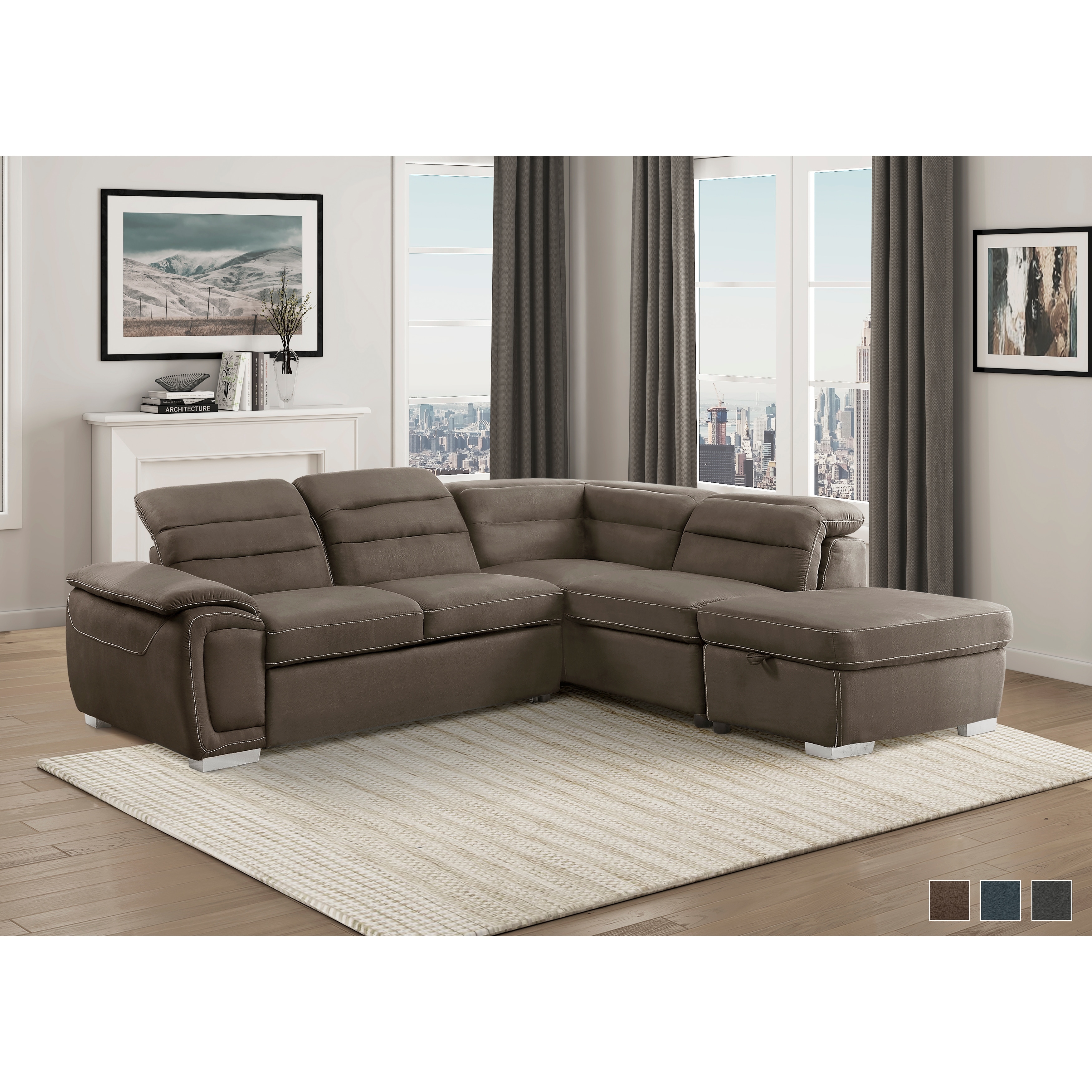Microfiber couch with shop chaise