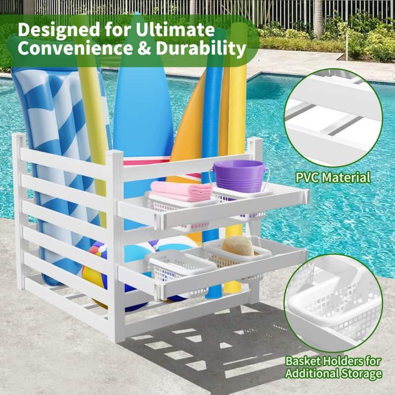 Pool Storage Bin, Pool Float Holder, Waterproof, Easy Poolside Cleanup
