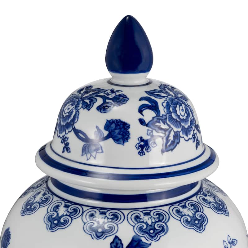 Sagebrook Home Ceramic Chinoiserie Ginger Jar with Lid