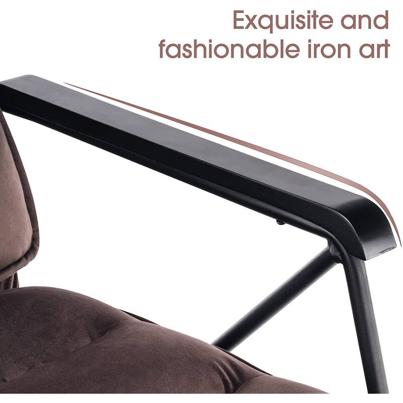 MCombo Tufted Velvet and Iron Club Chair with Ottoman