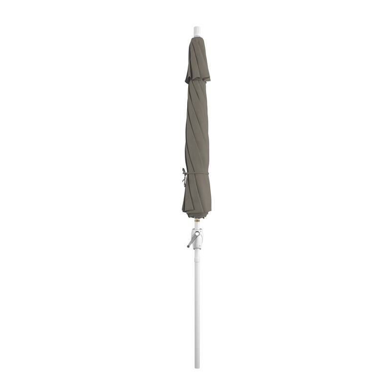 California Umbrella 9' Rd. Aluminum Patio Umbrella, Crank Lift with Push Button Tilt, White Finish, Pacifica Fabric
