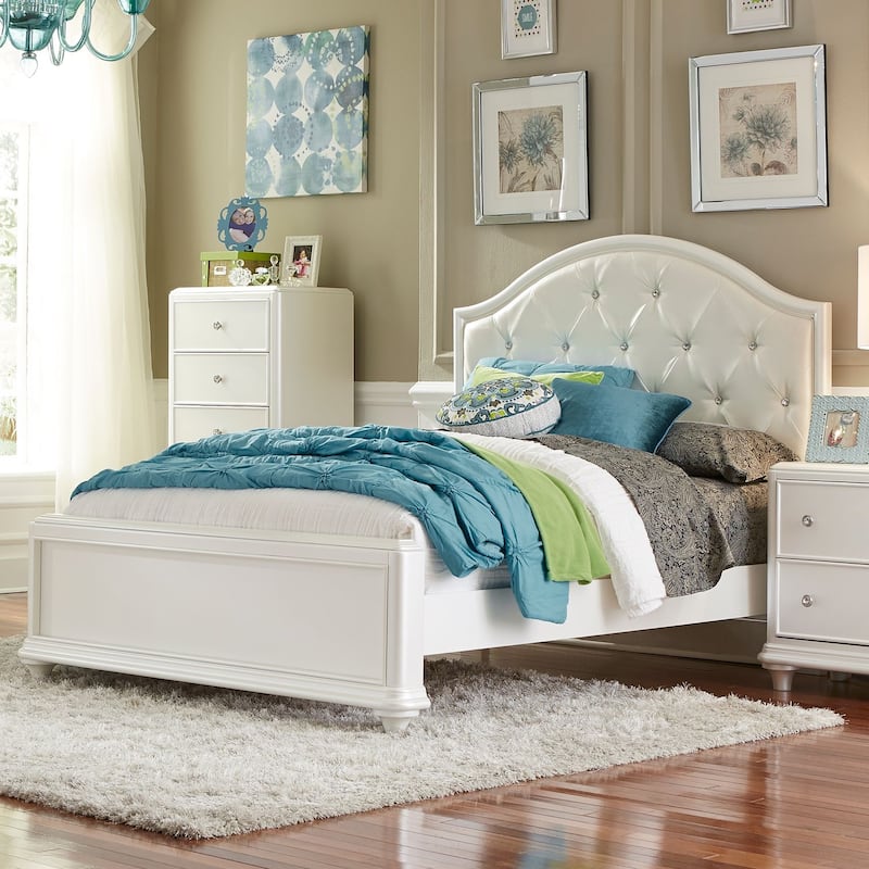 Stardust Iridescent White Panel Bed - Twin