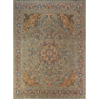 Floral Tabriz Persian Rug Traditional Hand-Knotted Wool Carpet - 9'7"x 12'4"