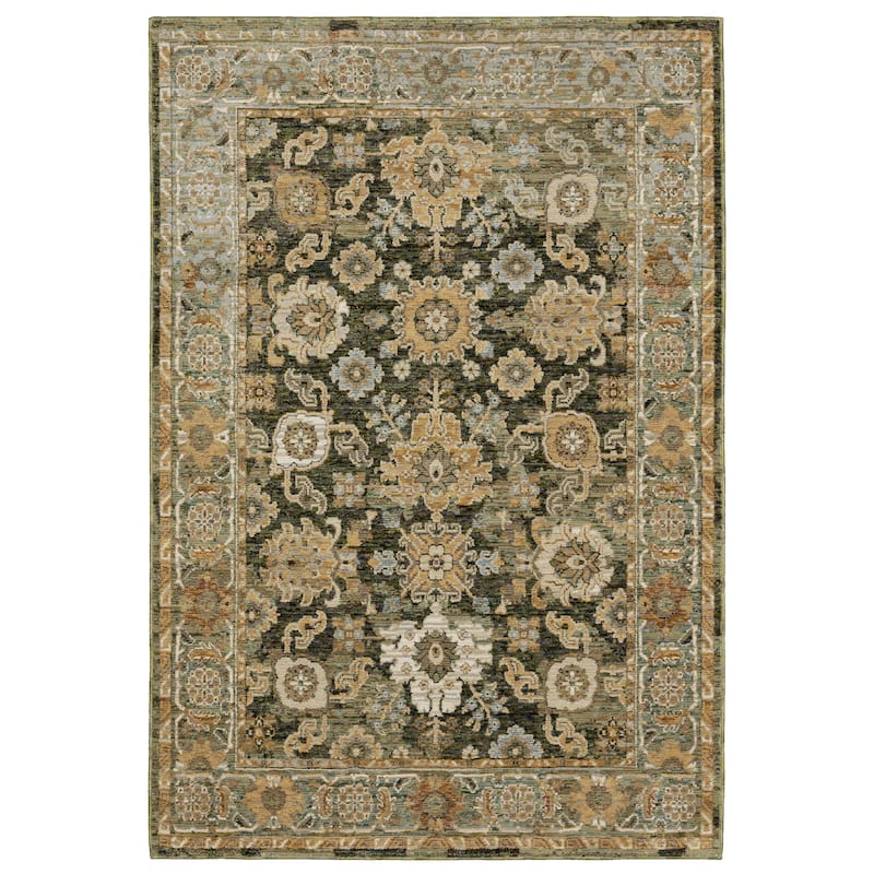 Style Haven Adalynn Bordered Traditional Green/ Gold Area Rug - 10' x 13' 2"