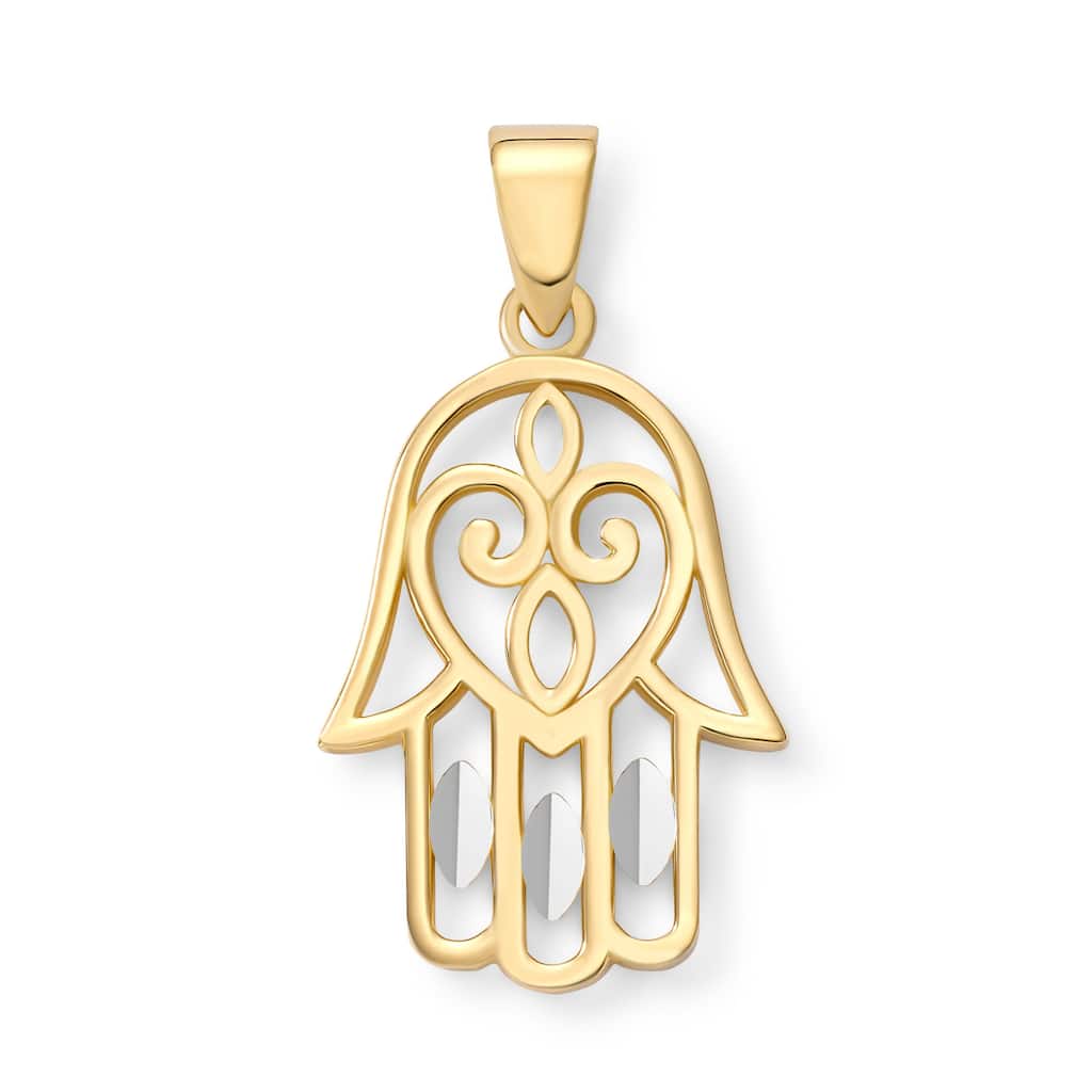 Clover 14K Gold Two-Tone Hamsa Hand Pendant
