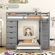 preview thumbnail 1 of 34, Twin Over Twin Bunk Bed with LED Lights & USB Ports, Grey, with Storage Grey
