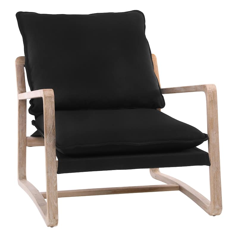 Axel Modern Cotton Upholstered Lounge Occasional Chair, Natural Oak and Cream