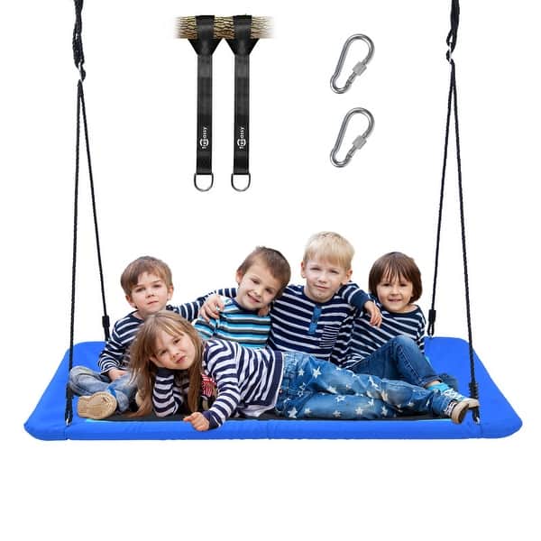 slide 2 of 7, 700lb 60" Rectangle Platform Tree Swing for Kids and Adults Waterproof 2 Hanging Straps