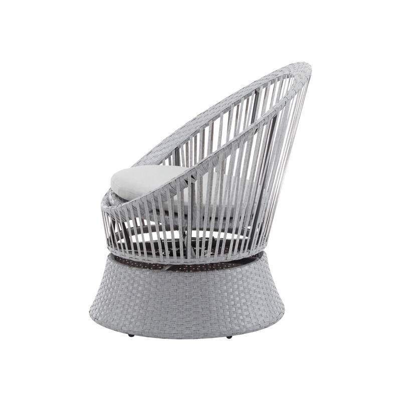 Christopher Knight Home - PureNest 26.7" Modern Gray Wicker Lounge Chair with Rattan and Iron Frame, Stylish Round Design