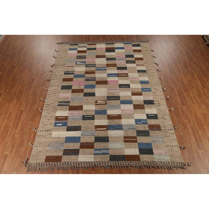 All-Over Geometric Moroccan Oriental Area Rug Hand-Knotted Wool Carpet - 8'11"x 12'4"