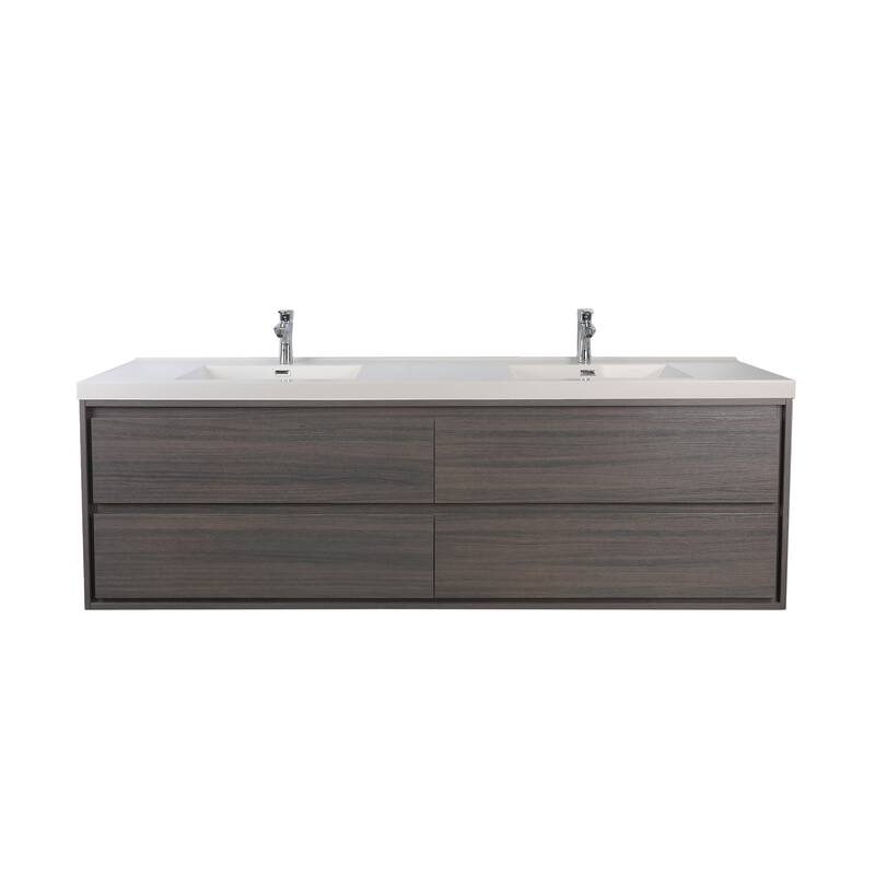 Sage 72" wall mounted bathroom vanity with double basin acrylic top