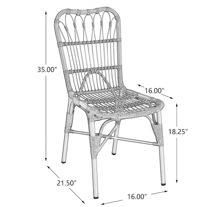 Christopher Knight Home - Mid-Century Modern 5-Piece Acacia Wood & Rattan Outdoor Dining Set with Square Table and Woven Chairs