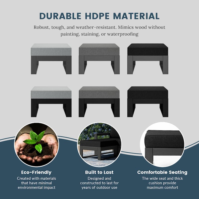 Polytrends Endless Patio Deep Seating Ottoman with Gray Frame